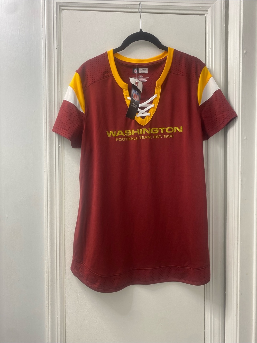 NFL Washington Lace-Up Kids Top - Burgundy with Gold & White Accents